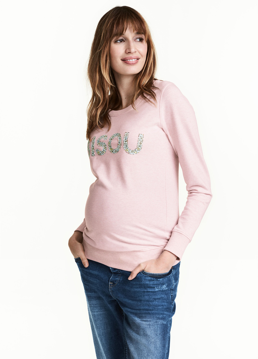 Свитшот H&M - крой светло-розовый кэжуал - (90611767)