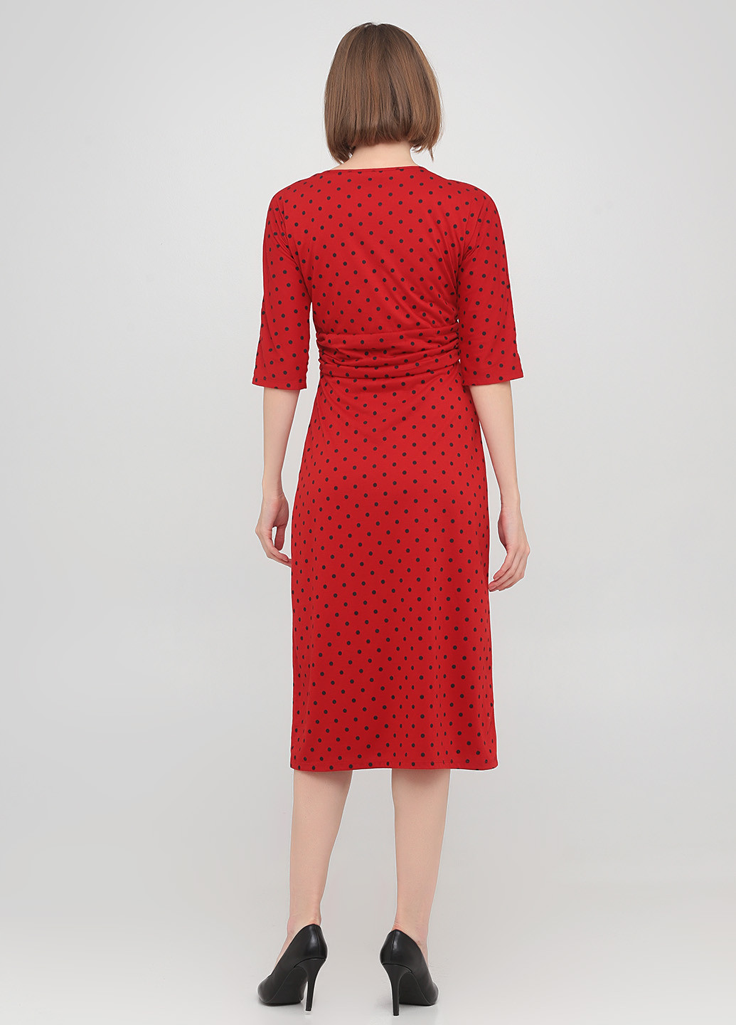 Красное кэжуал платье на запах The J. Peterman Company в горошек