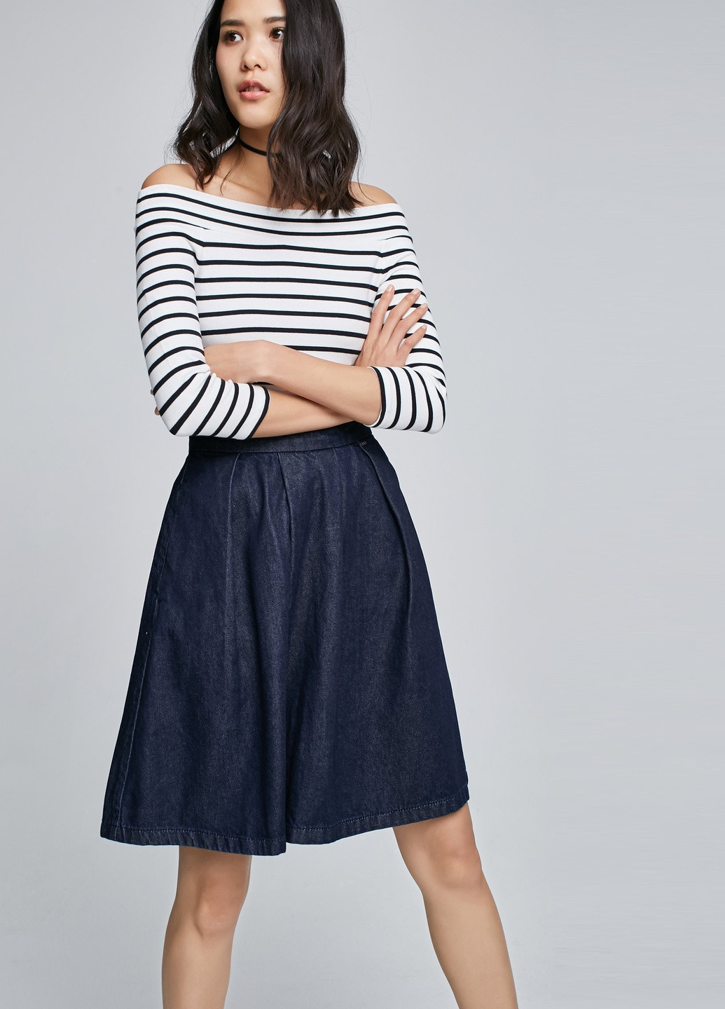 Комбінований комплект топ та джинсова спідниця Only