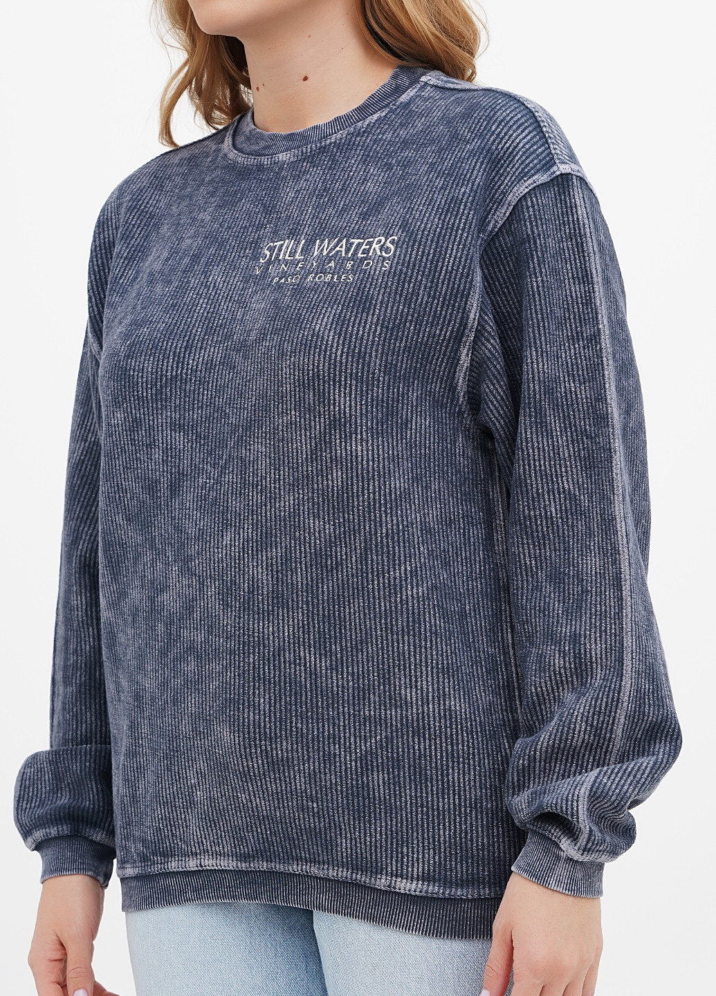 Темно-синій світшот Yesterdays напис вишивка (307802047)