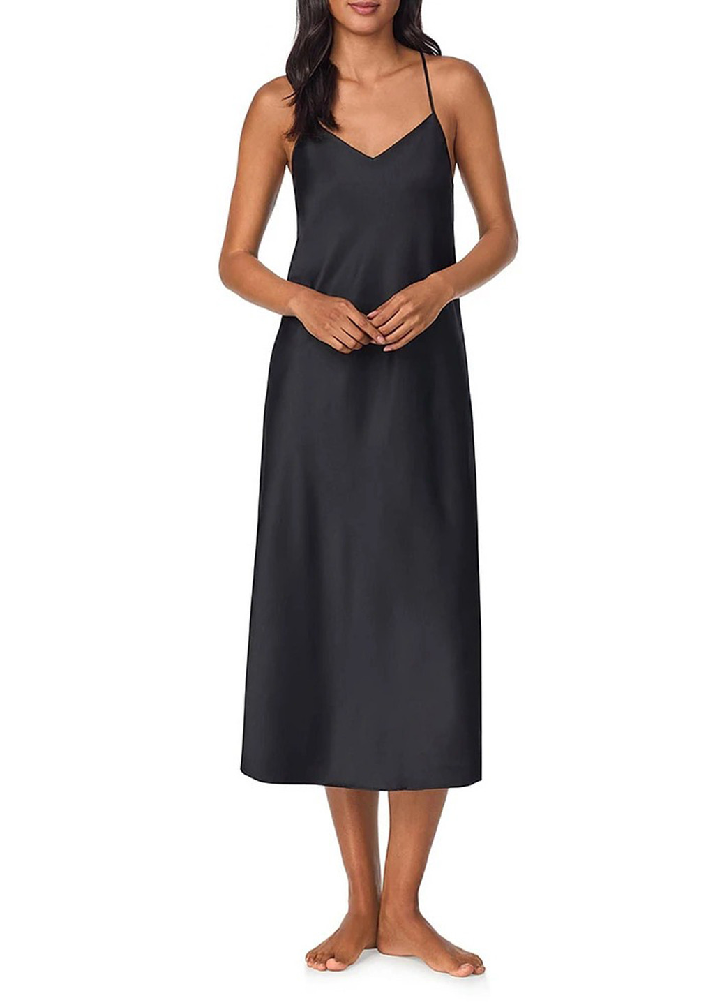 Черное домашнее платье платье-комбинация Ralph Lauren однотонное