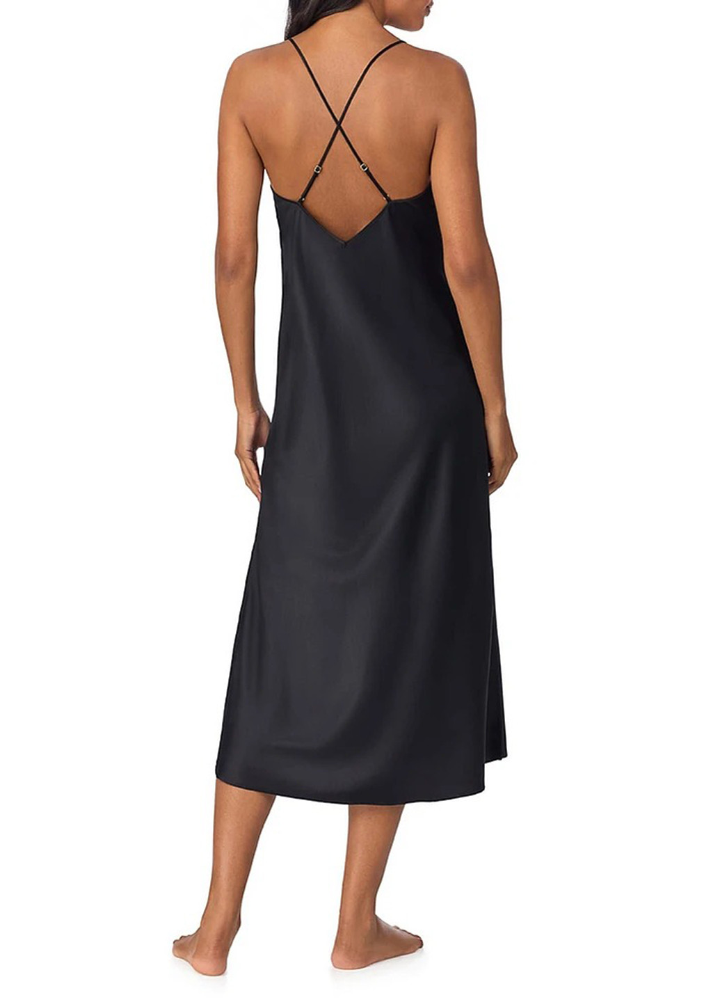 Черное домашнее платье платье-комбинация Ralph Lauren однотонное