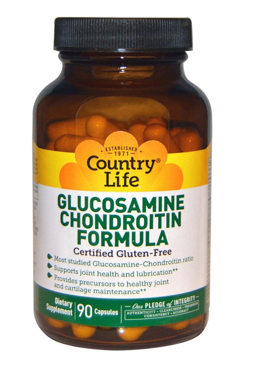 Глюкозамин и Хондроитин, Glucosamine/Chondroitin Formula,, 90 капсул Country Life (228292527)