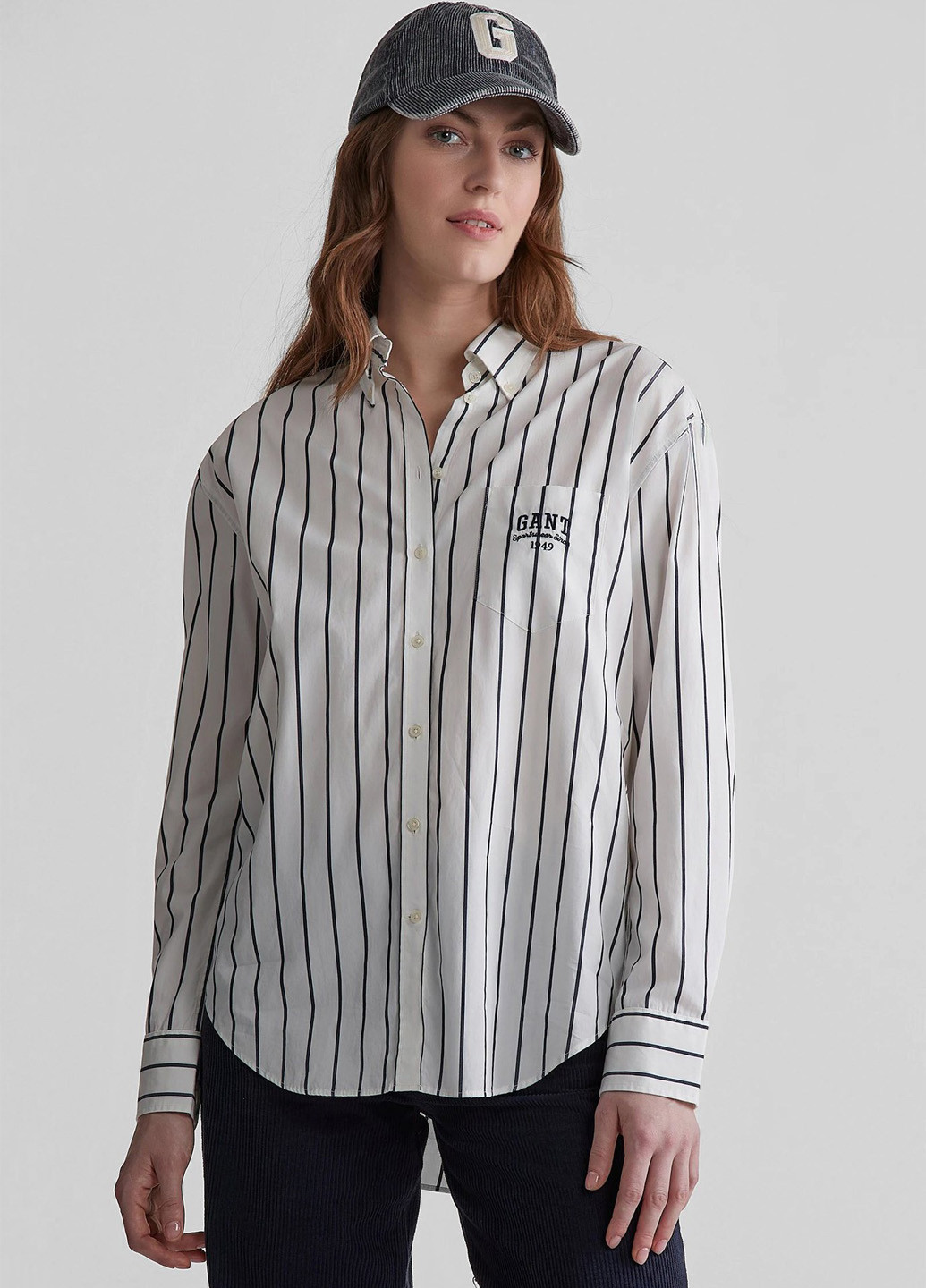 Синяя кэжуал рубашка в полоску Gant