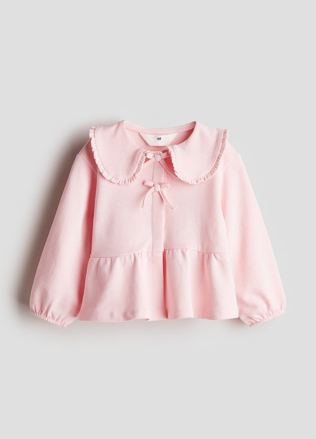 Светло-розовая однотонная блузка с баской H&M демисезонная