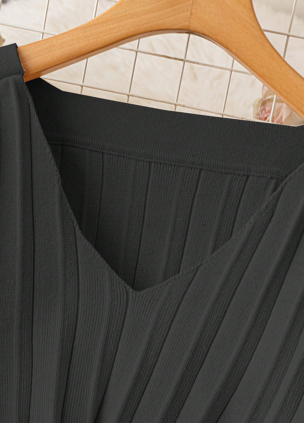 Черное кэжуал платье клеш, платье-свитер, плиссированное SHEIN однотонное