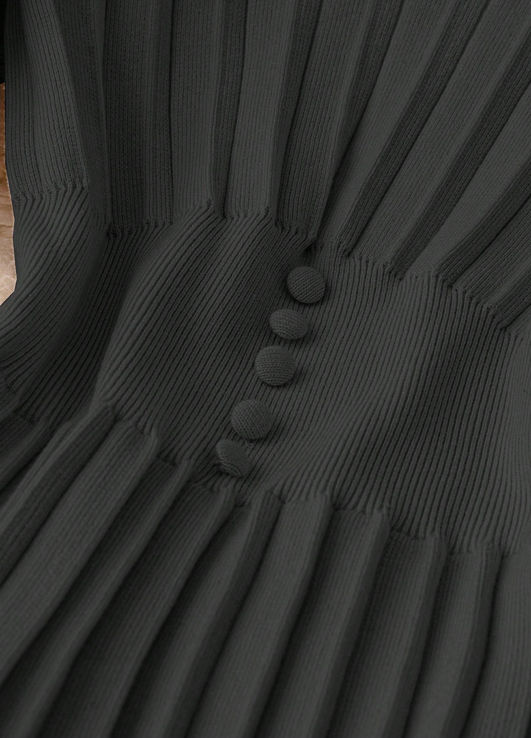 Черное кэжуал платье клеш, платье-свитер, плиссированное SHEIN однотонное