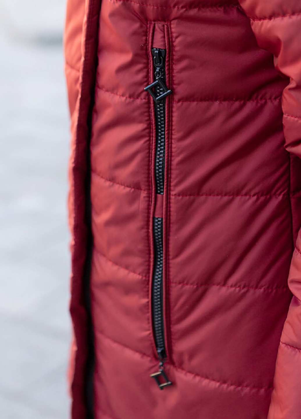 Темно-червоне демісезонне Стьобана пальто Fashion Club