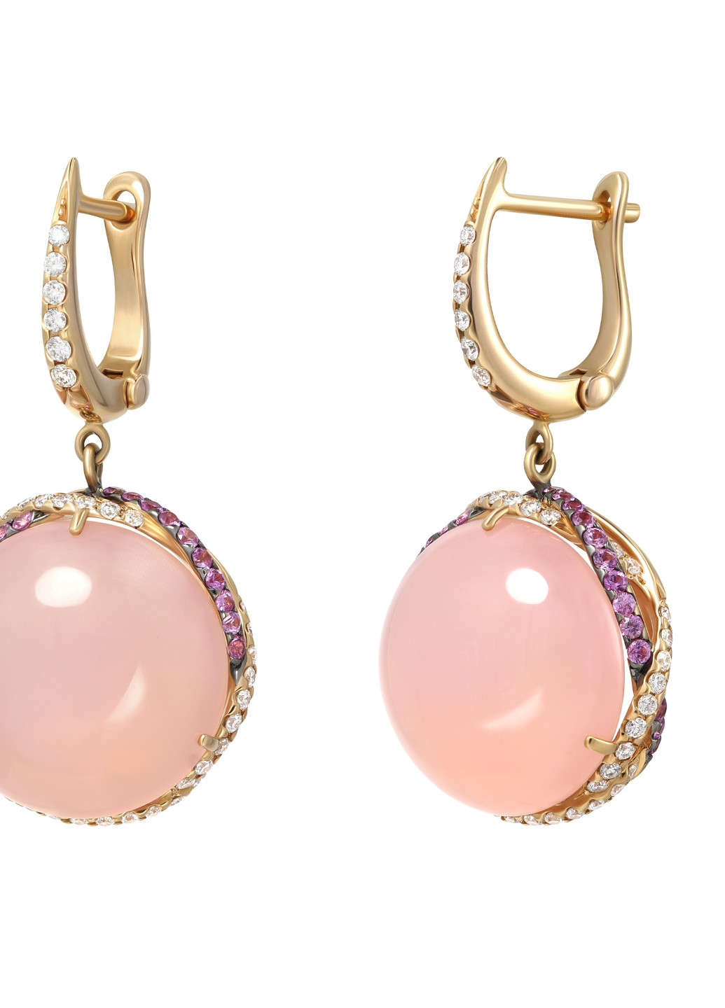 Сережки з діамантами, халцедоном та рожевими сапфірами Zarina (254252606)