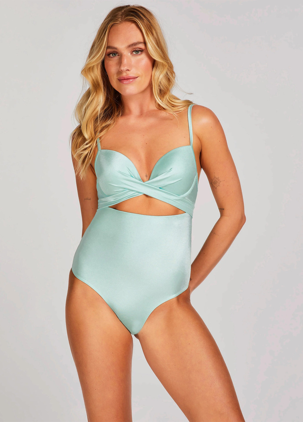 Блакитний демісезонний купальник майо, суцільний Hunkemoller