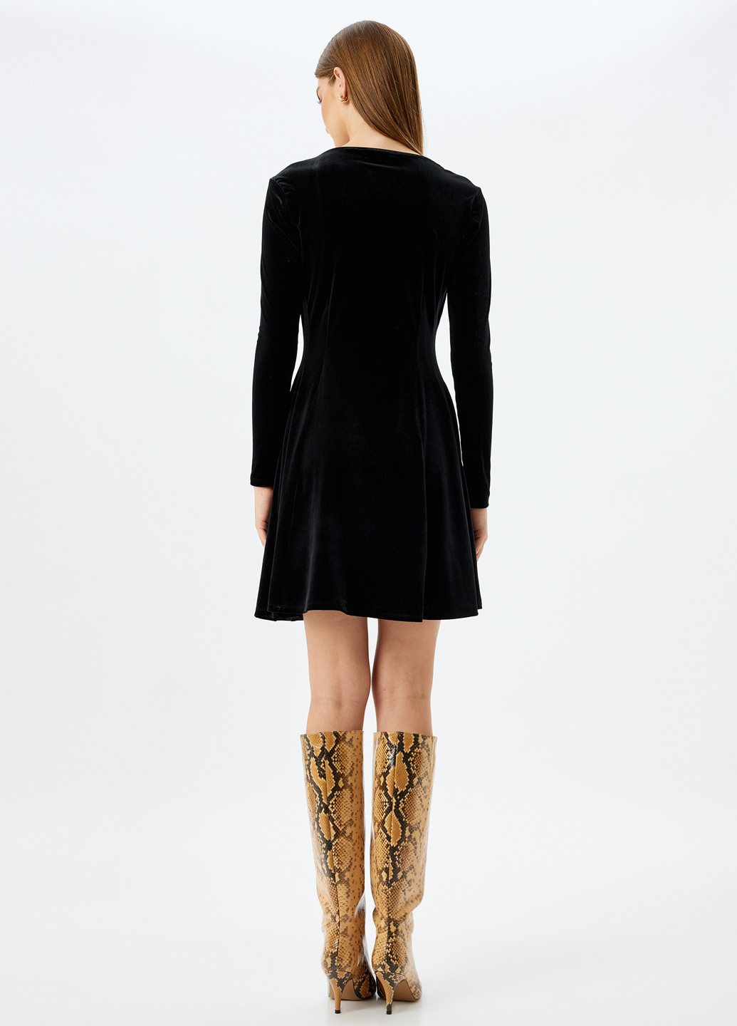 Чорна вечірня сукня кльош KOTON однотонна