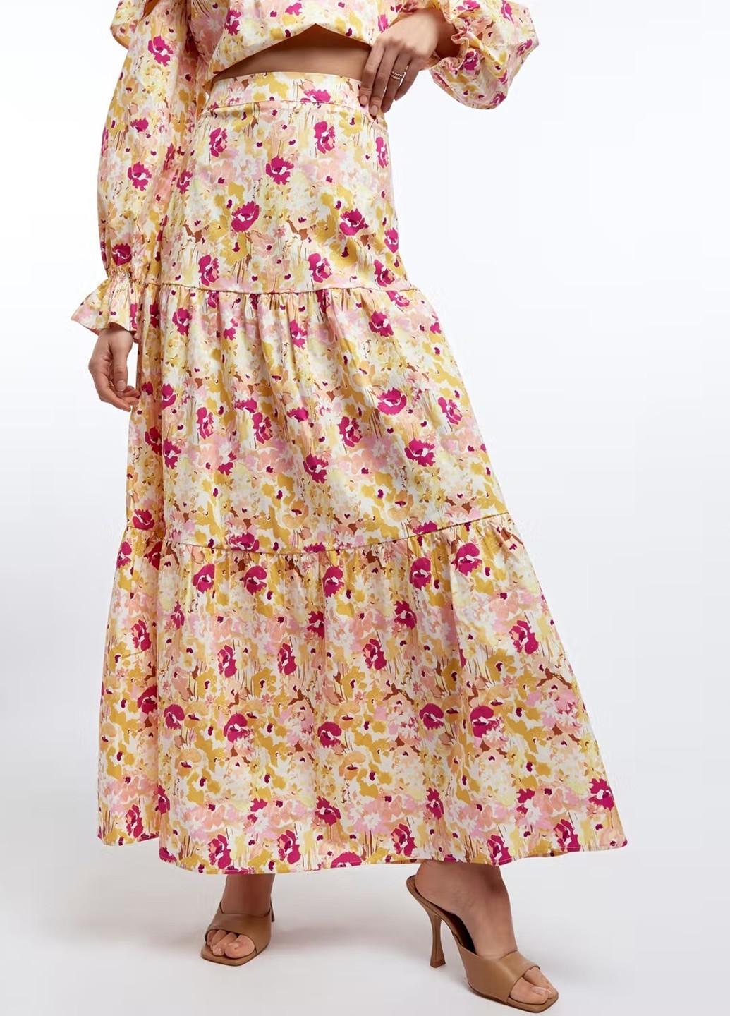 Разноцветная кэжуал цветочной расцветки юбка Gina Tricot а-силуэта (трапеция)