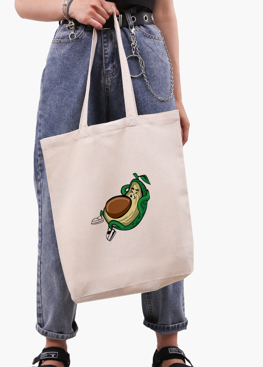 Еко сумка шоппер біла Авокадо Фітнес (Avocado Fitness) (9227-2030-WTD) Еко сумка шоппер біла 41*39*8 см MobiPrint (215977552)