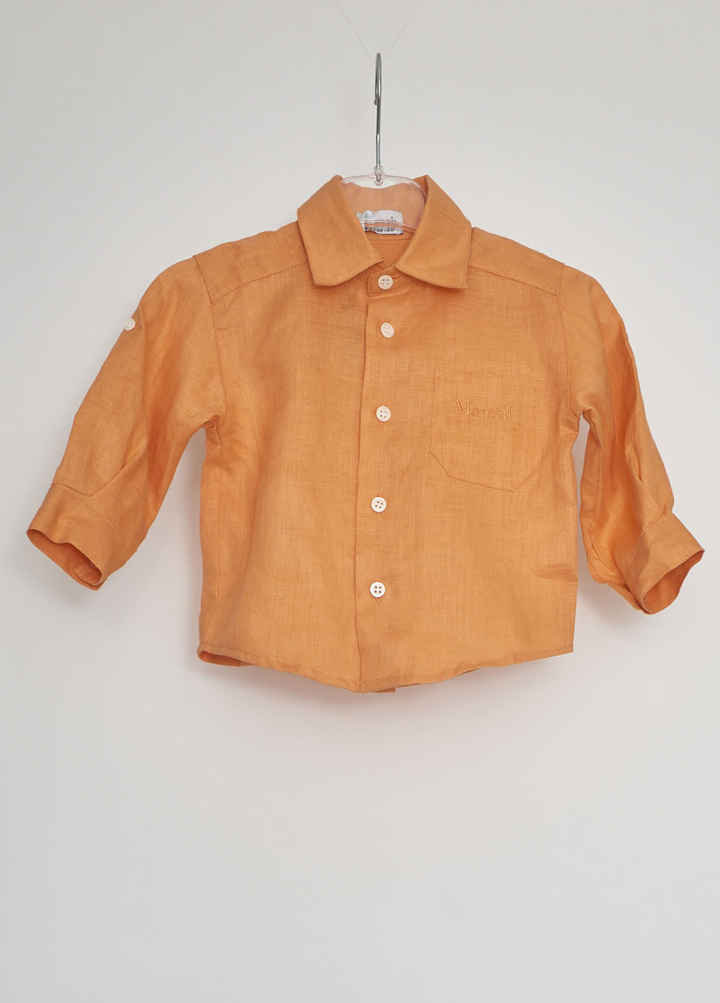 Оранжевая кэжуал рубашка однотонная Marasil с длинным рукавом