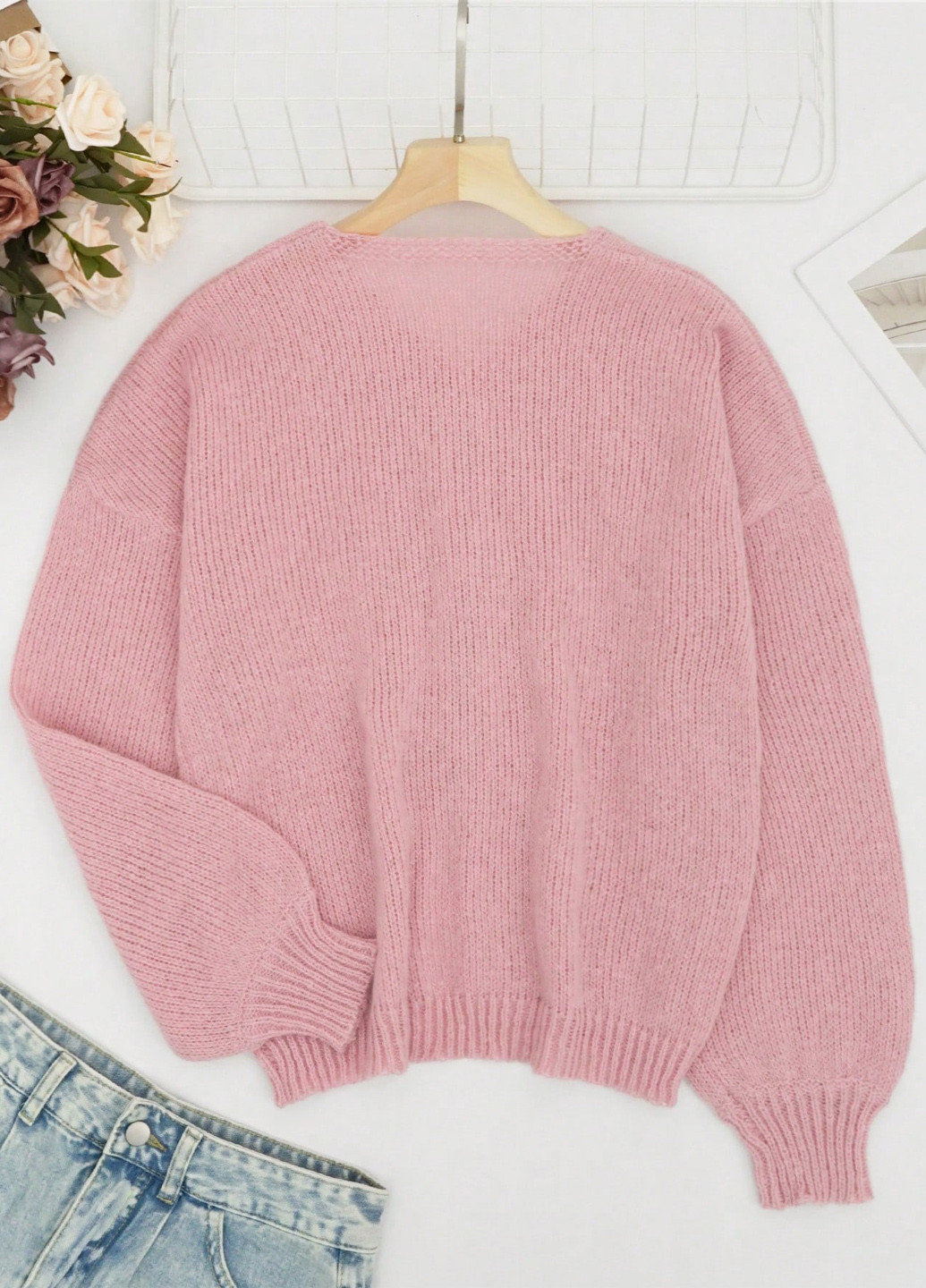 Светло-розовый демисезонный кардиган SHEIN