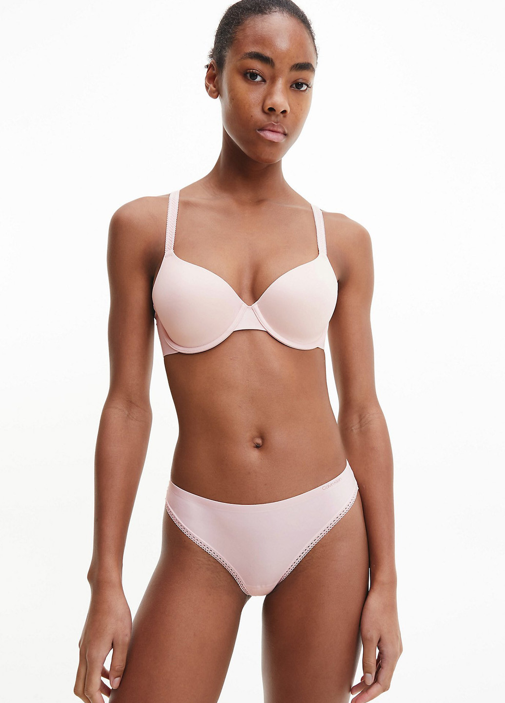 Светло-розовый бюстгальтер Calvin Klein с косточками полиамид