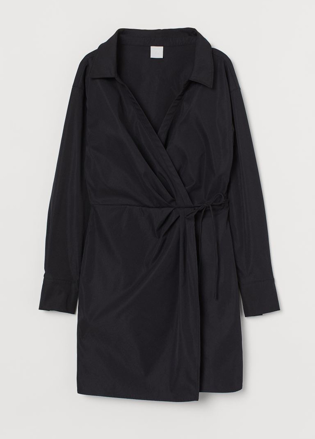 Черное кэжуал платье на запах, рубашка H&M однотонное