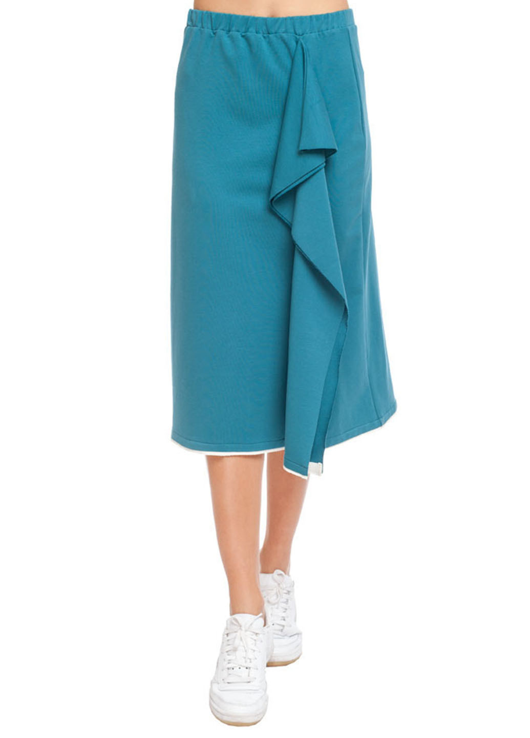 Темно-бирюзовая кэжуал однотонная юбка Promin
