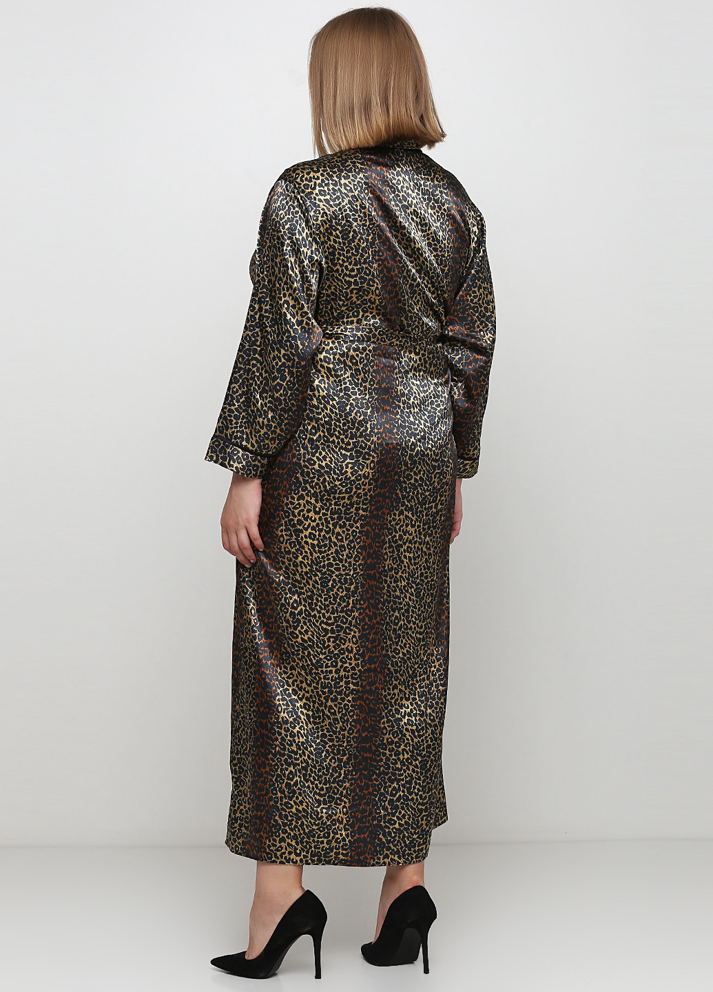 Комбинированное кэжуал платье-халат на запах di classe с животным (анималистичным) принтом