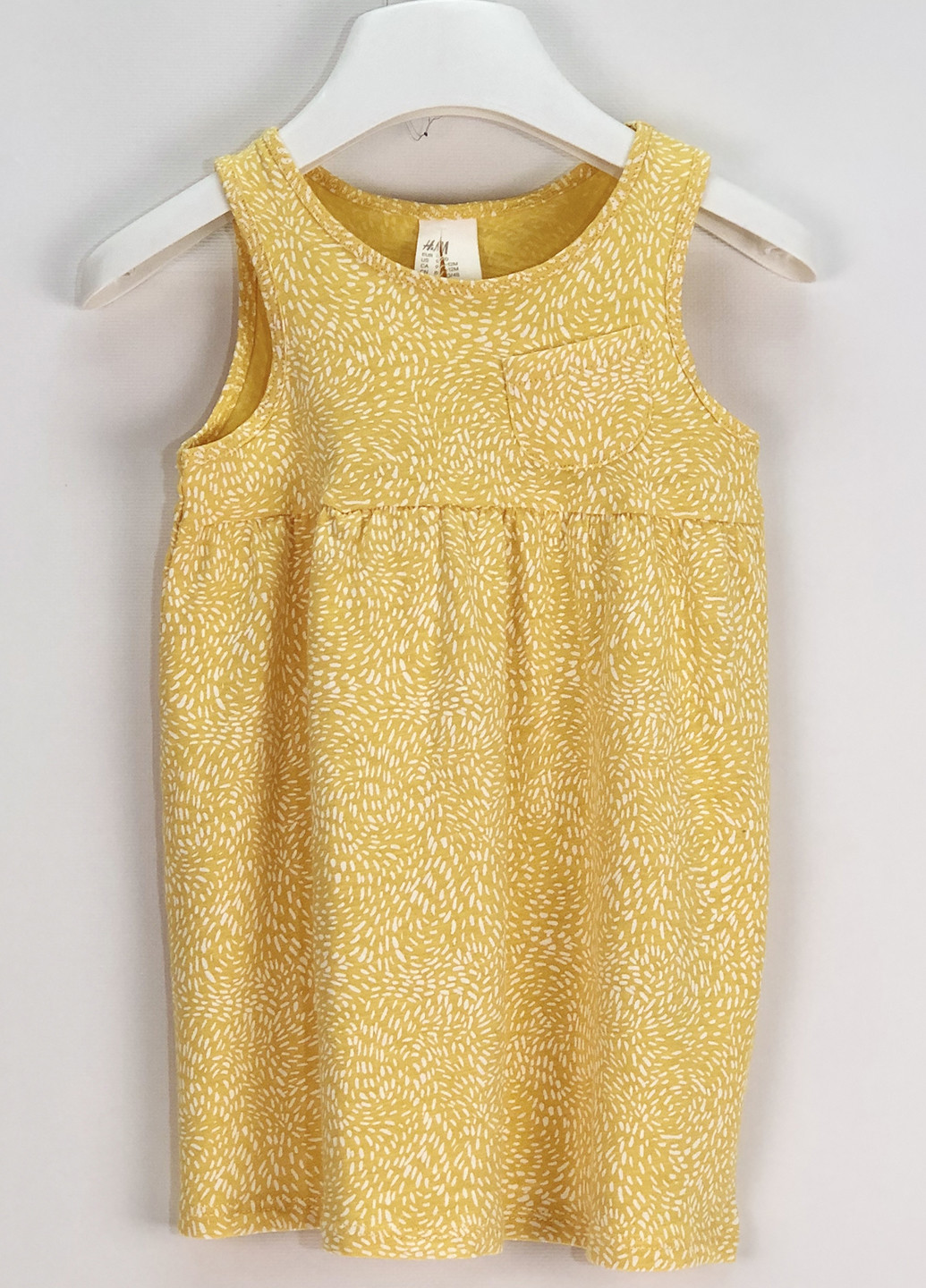 Желтое кэжуал платье а-силуэт H&M с абстрактным узором
