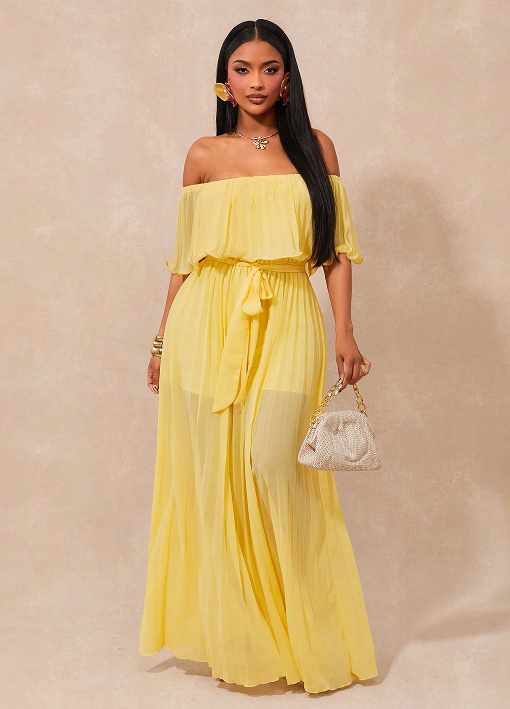 Комбинезон SHEIN комбинезон-брюки однотонный жёлтый кэжуал полиэстер