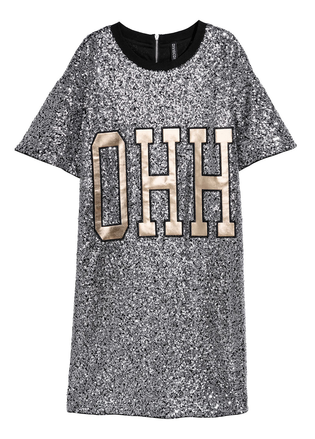 Срібна коктейльна сукня, сукня сукня-футболка H&M з написами