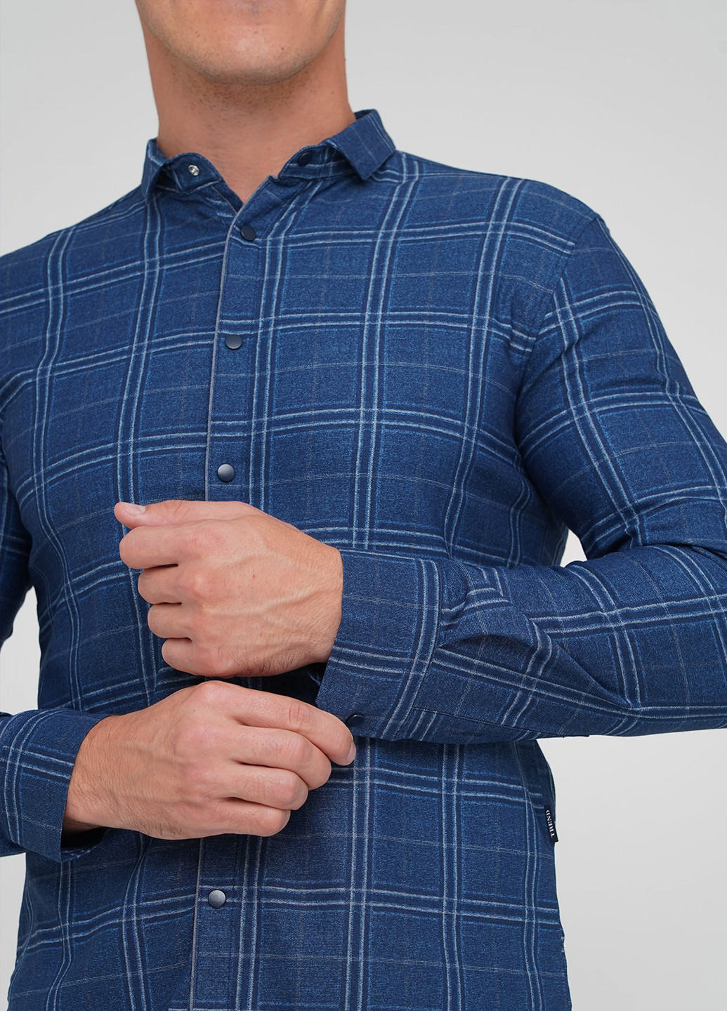 Темно-синяя кэжуал рубашка в клетку Trend Collection