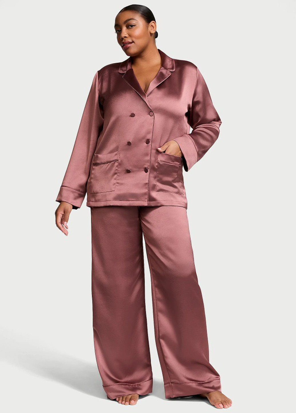 Розово-коричневая всесезон пижама (рубашка, брюки) рубашка + брюки Victoria's Secret
