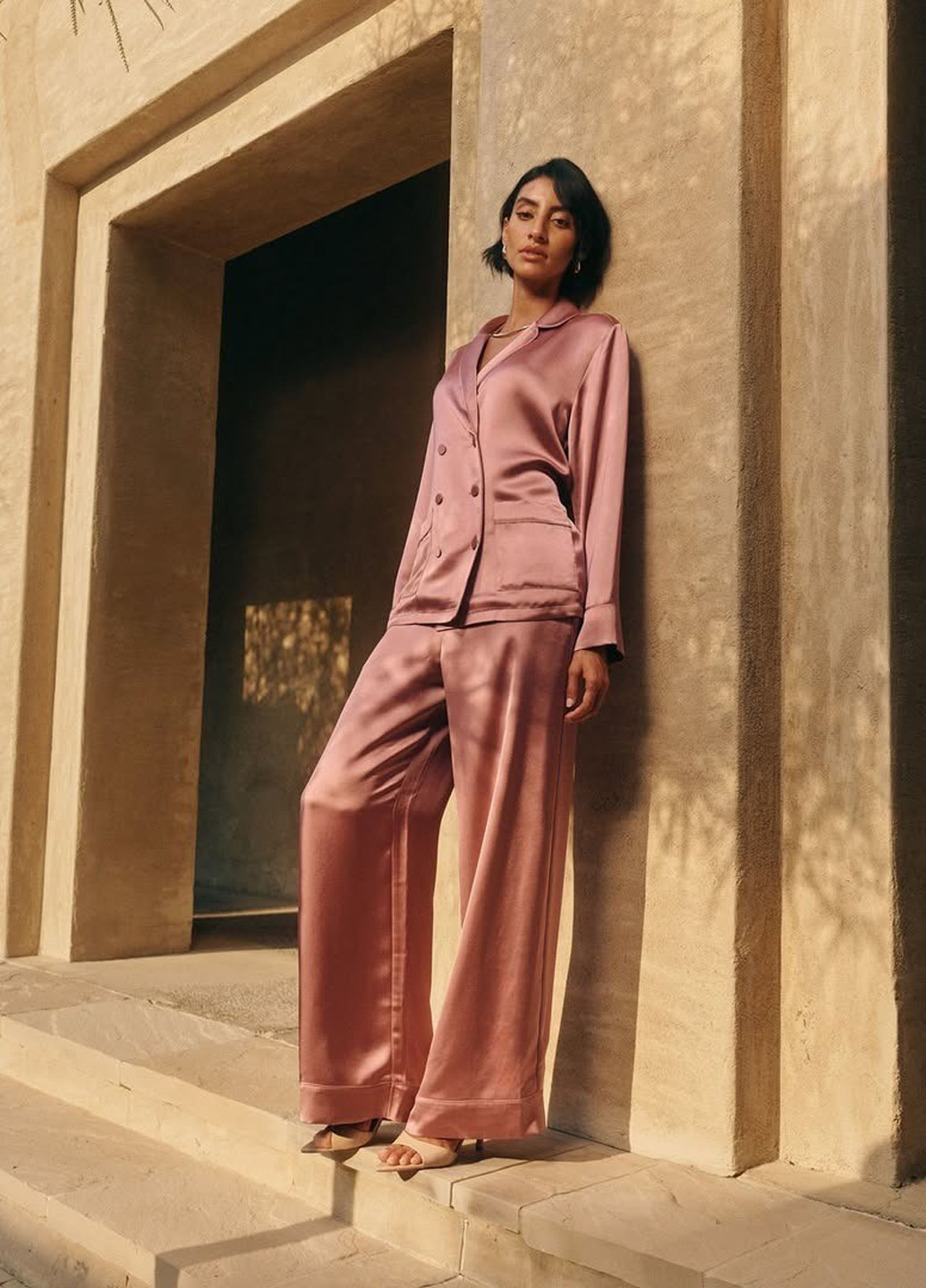 Розово-коричневая всесезон пижама (рубашка, брюки) рубашка + брюки Victoria's Secret