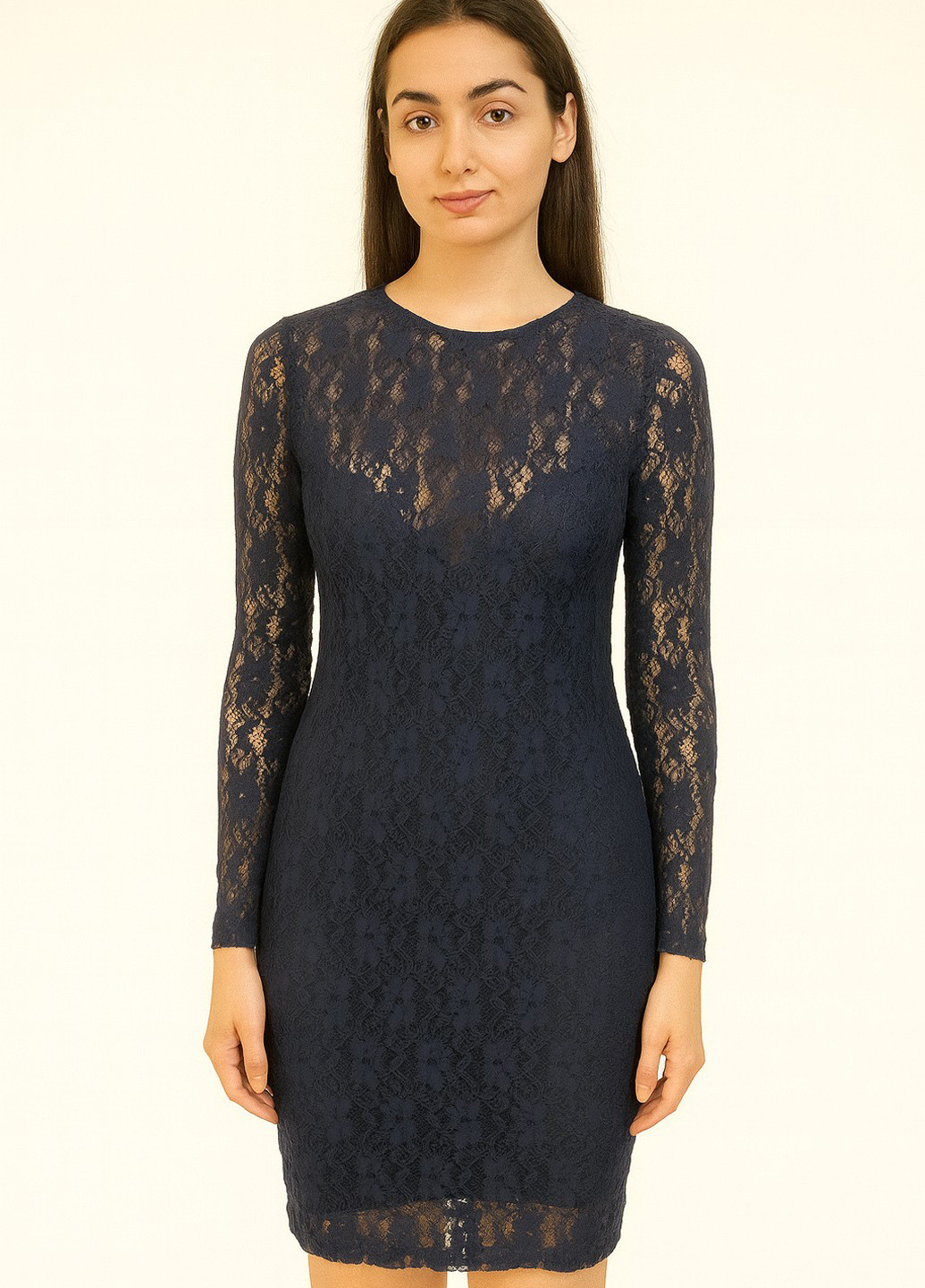 Синее коктейльное платье силуэтная Sassofono однотонное