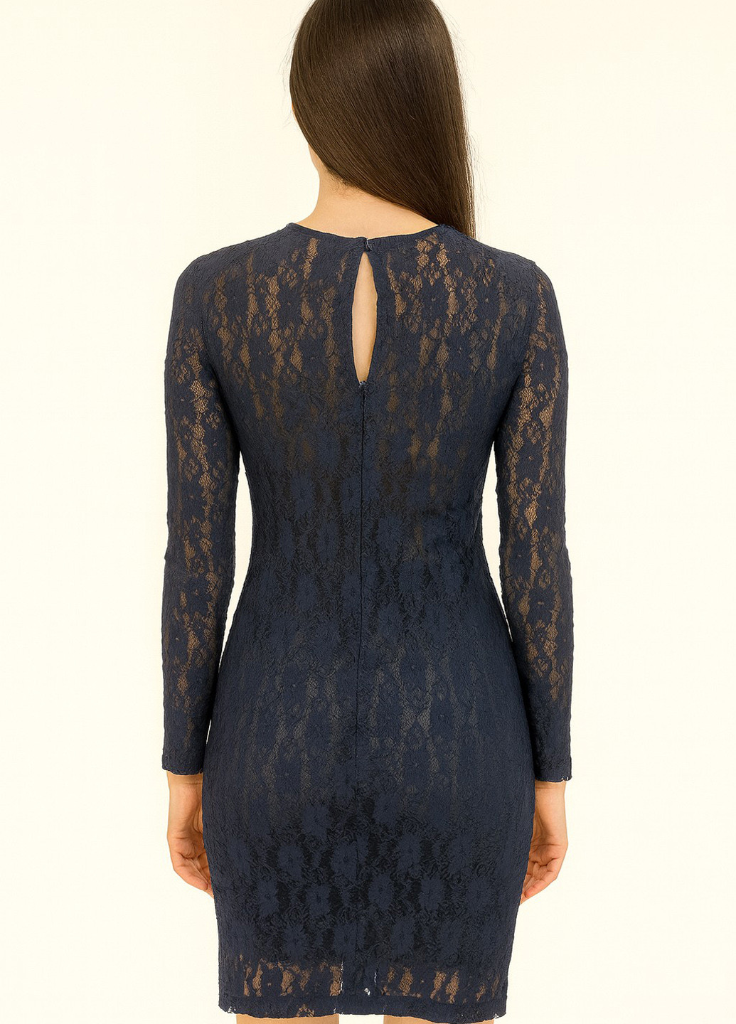 Синее коктейльное платье силуэтная Sassofono однотонное