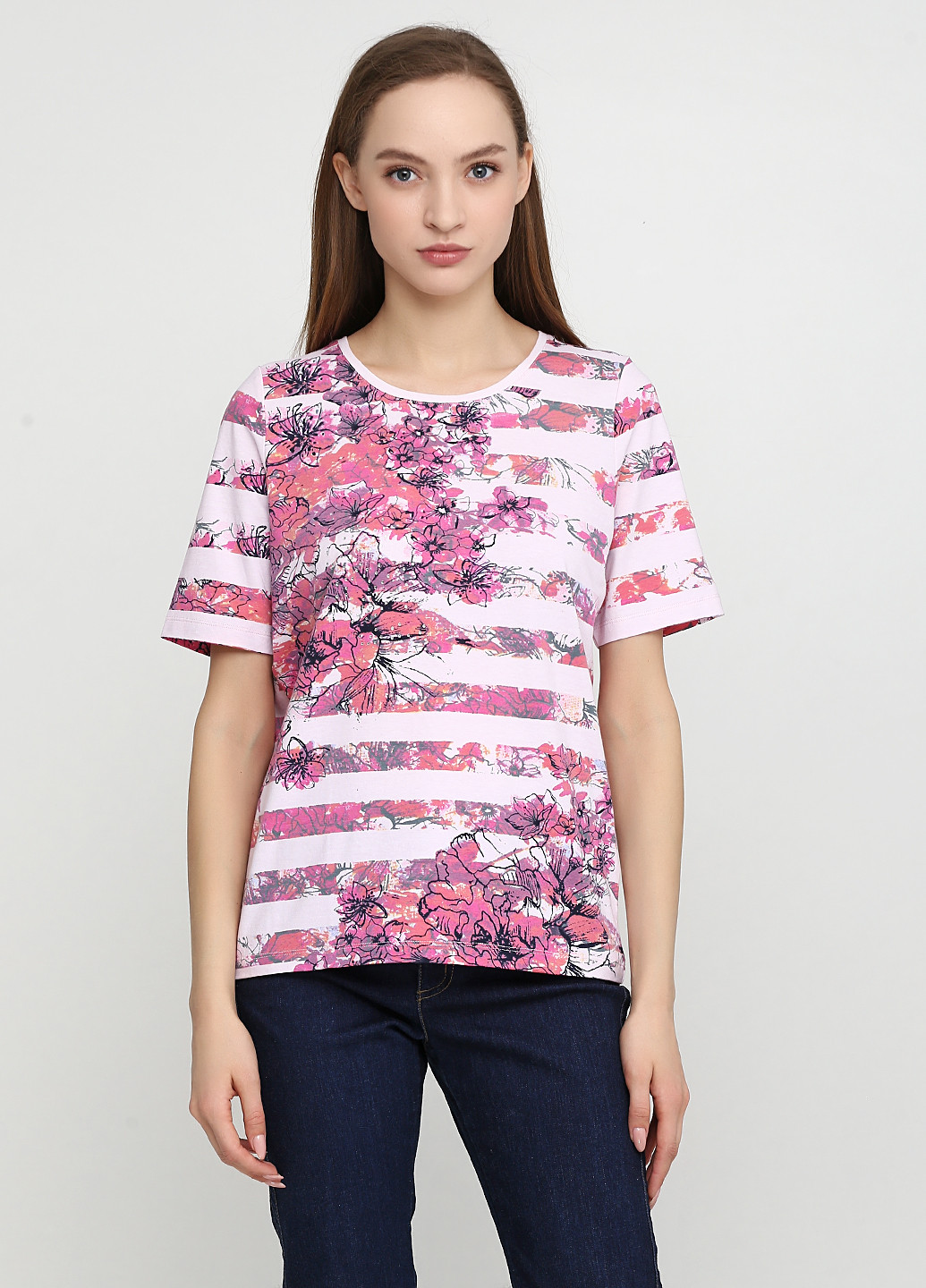 Розово-лиловая летняя футболка Micha