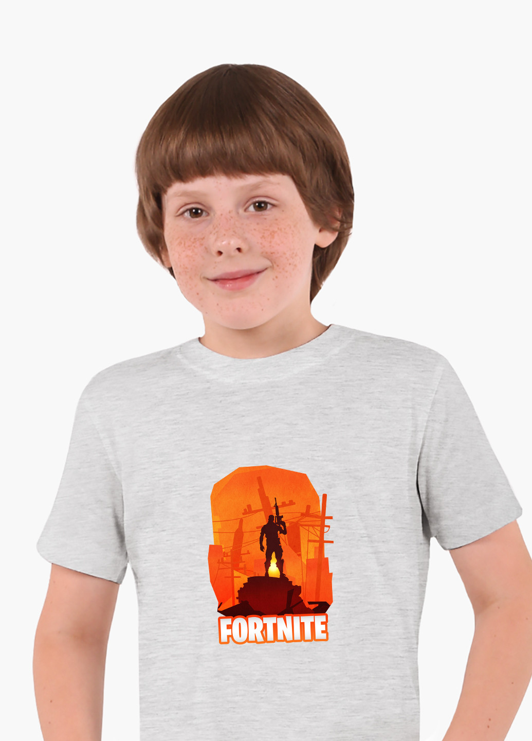 Светло-серая демисезонная футболка детская фортнайт (fortnite)(9224-1194) MobiPrint
