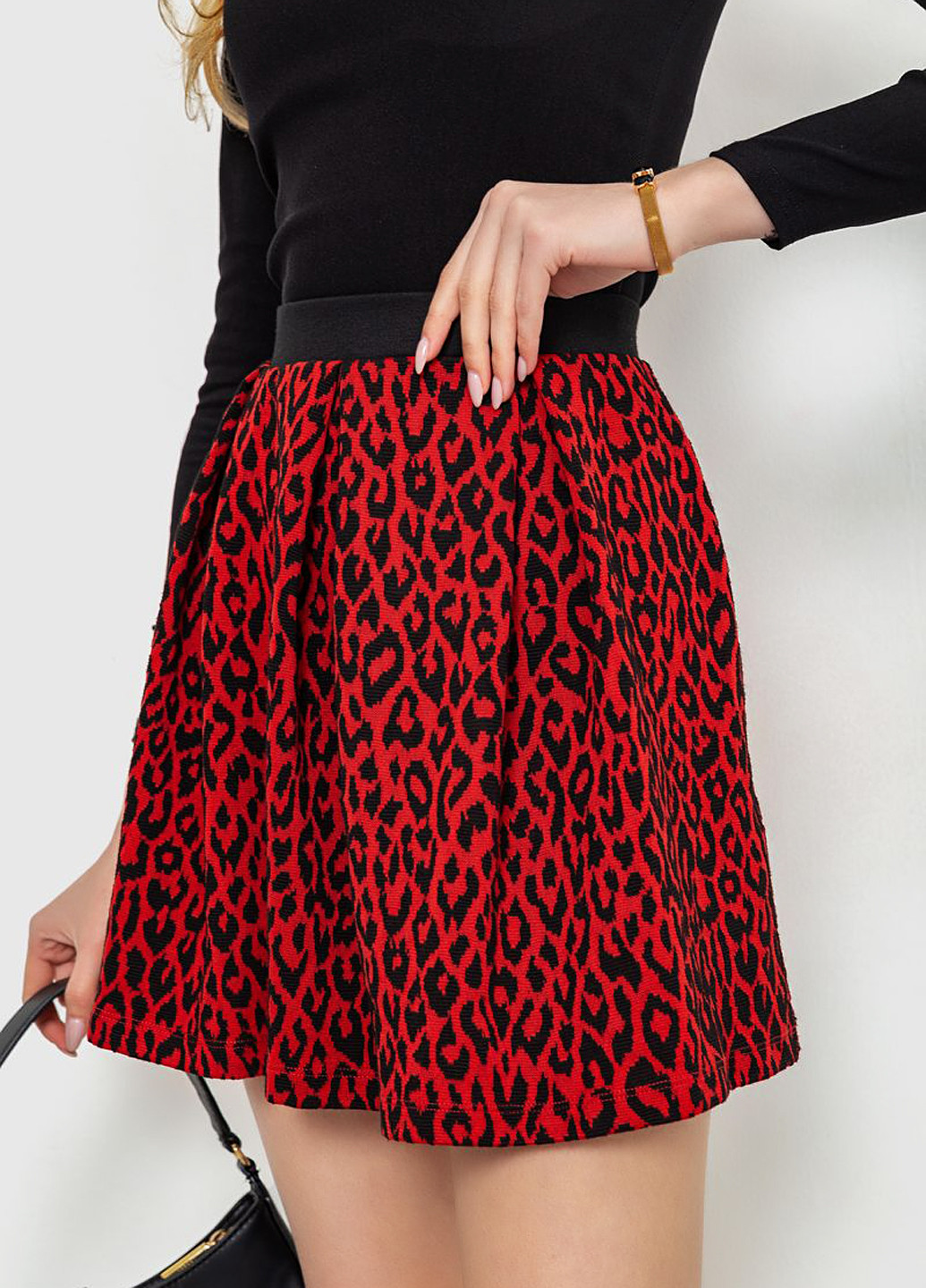 Красная кэжуал леопардовая юбка Ager клешированная