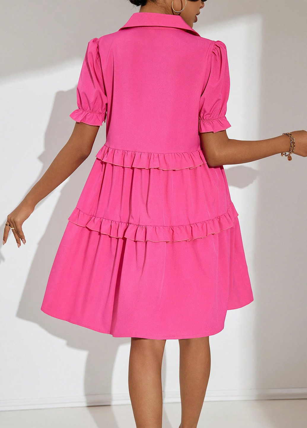 Малиновое кэжуал платье рубашка SHEIN однотонное