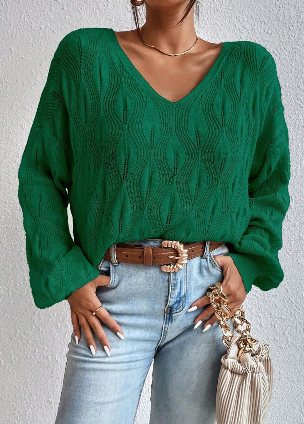 Смарагдовий демісезонний пуловер пуловер SHEIN