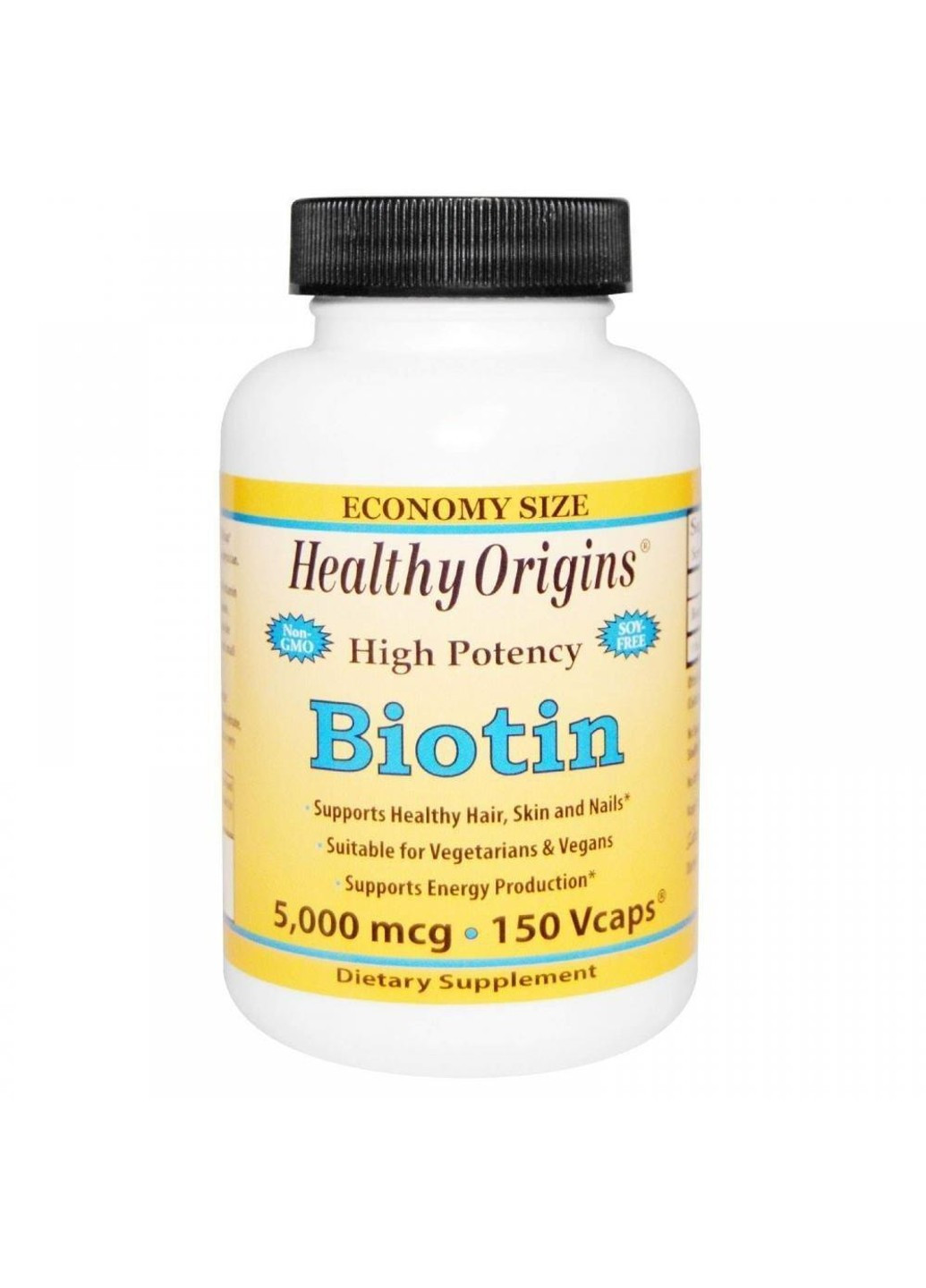 Біотин Biotin 5000 mcg (60 капс) вітамін б7 Хелсі оригінал Healthy Origins (255408845)