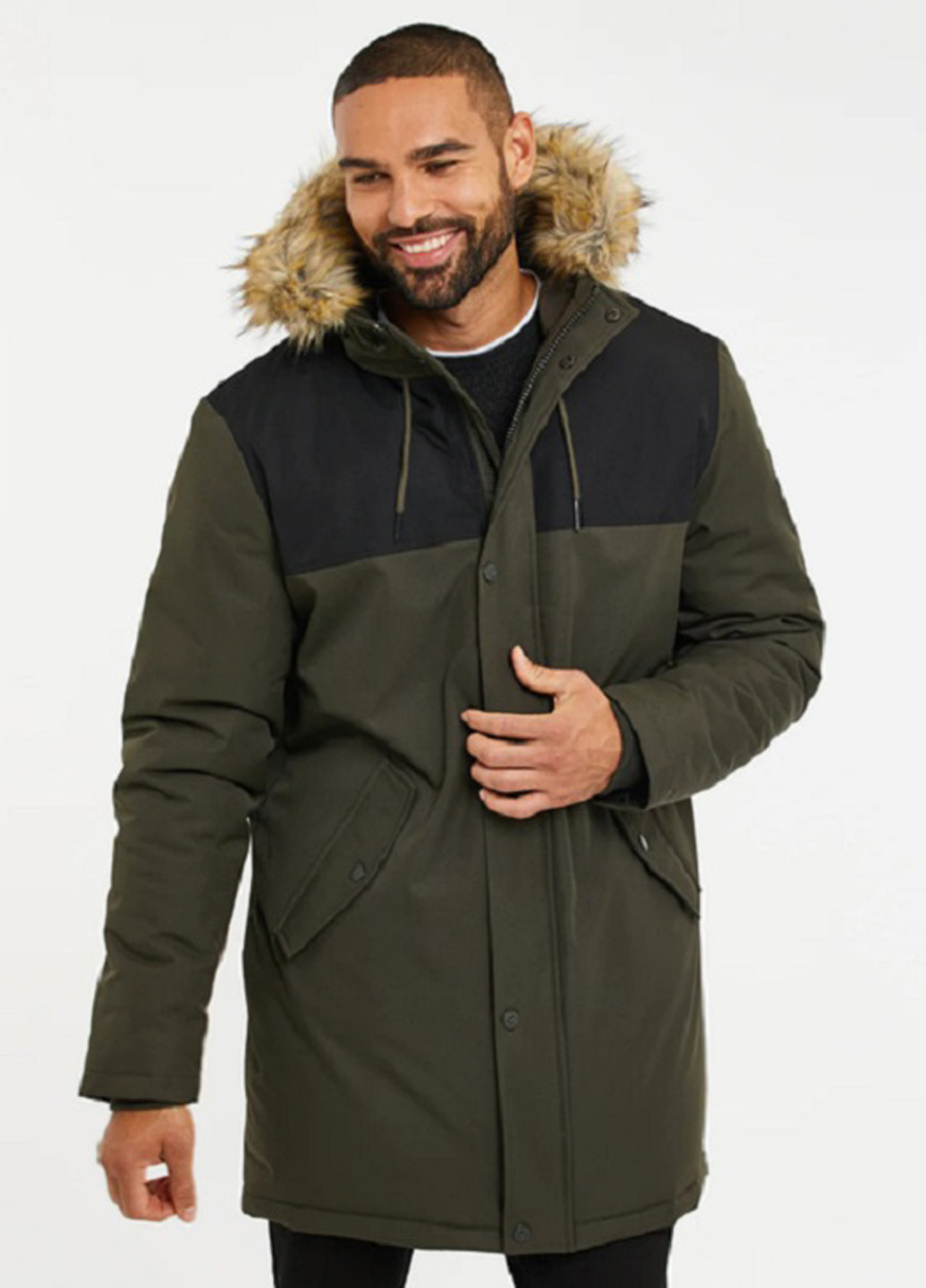 Оливкова (хакі) демісезонна куртка Threadbare