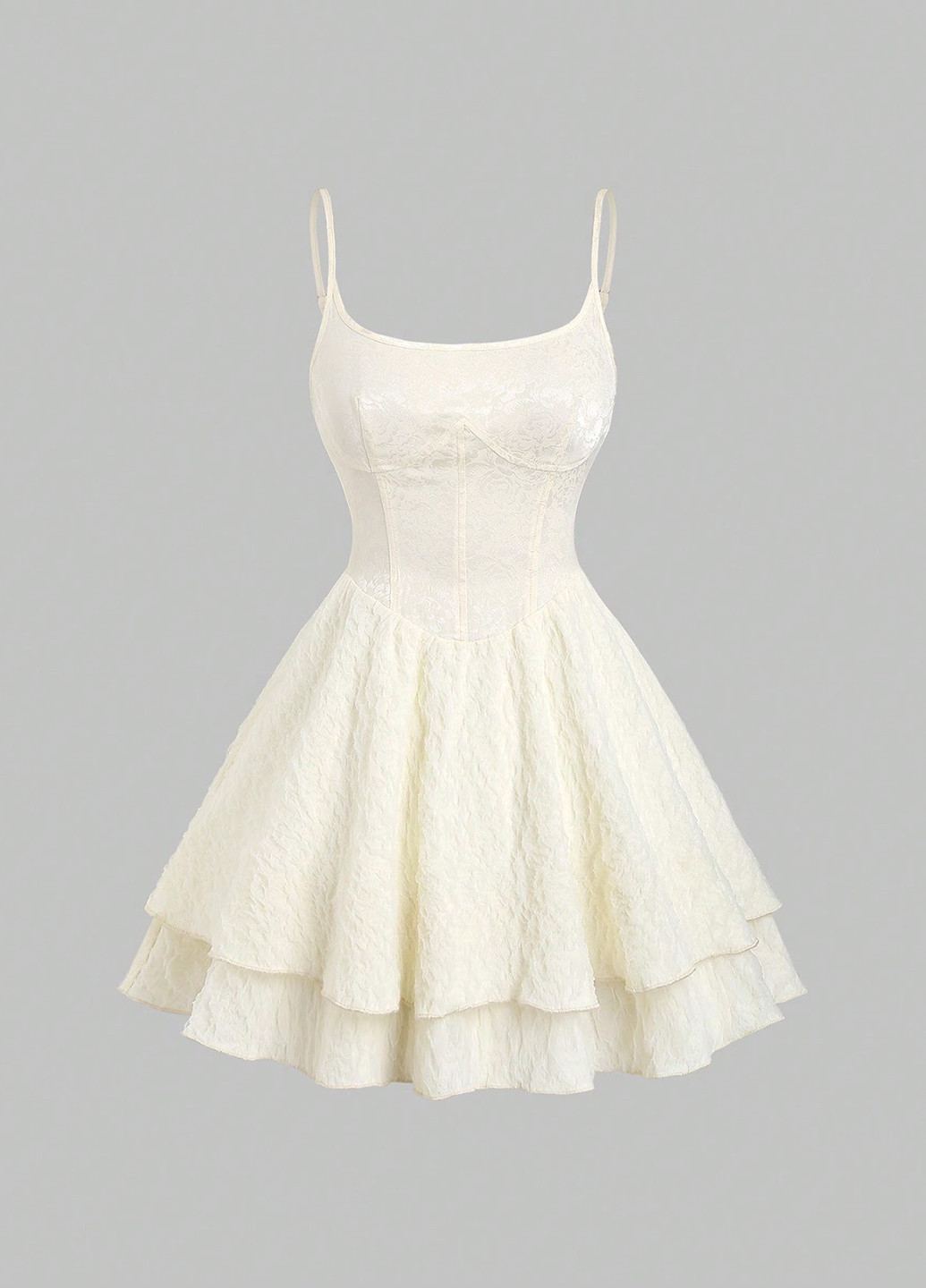 Кремова кежуал сукня з корсетом, з пишною спідницею, кльош, з відкритими плечима SHEIN з квітковим принтом