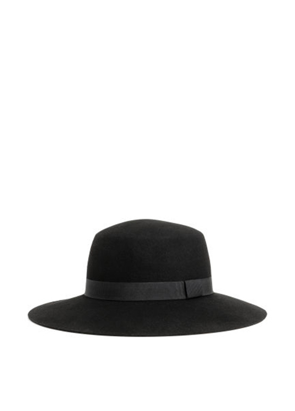 Шляпа H&M широкополая однотонная чёрная кэжуал шерсть