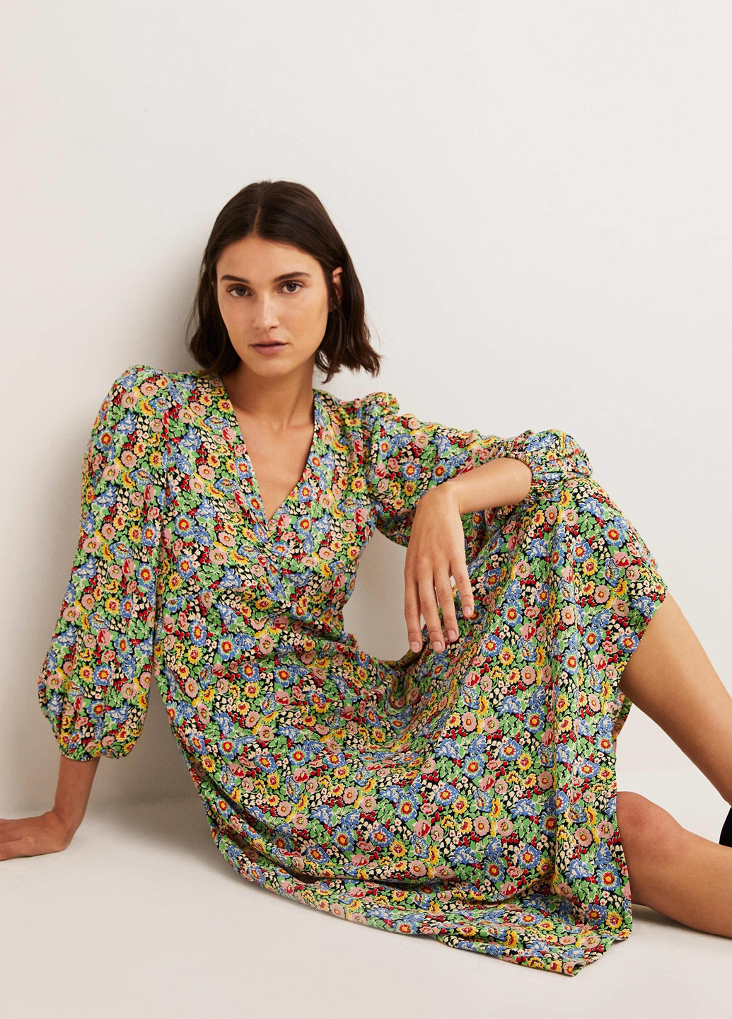 Комбинированное кэжуал платье а-силуэт Boden с цветочным принтом