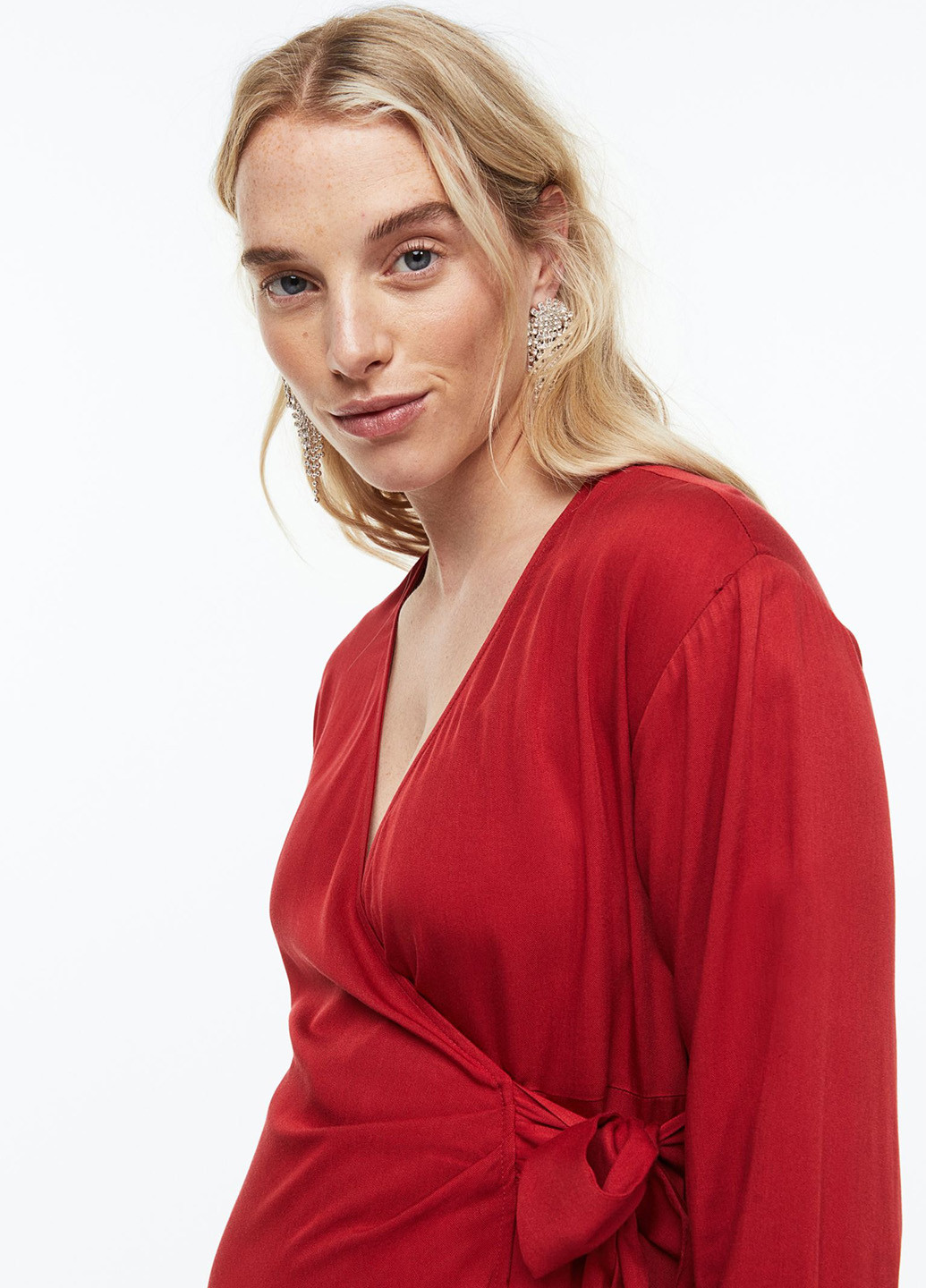 Червона кежуал сукня для вагітних на запах H&M однотонна
