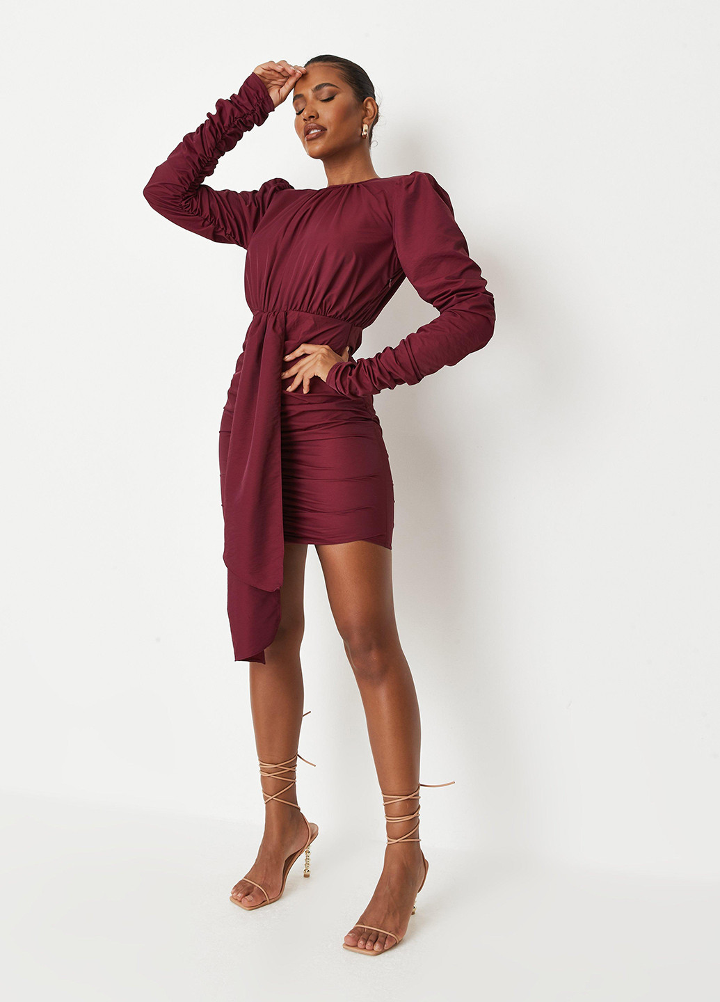 Вишневое кэжуал платье футляр Missguided однотонное