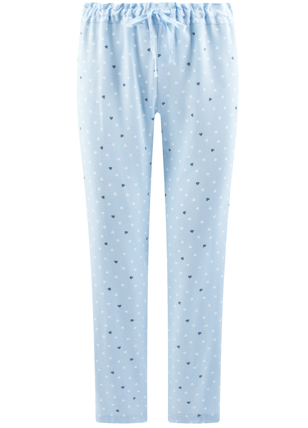 Голубые домашние демисезонные со средней талией брюки Oodji