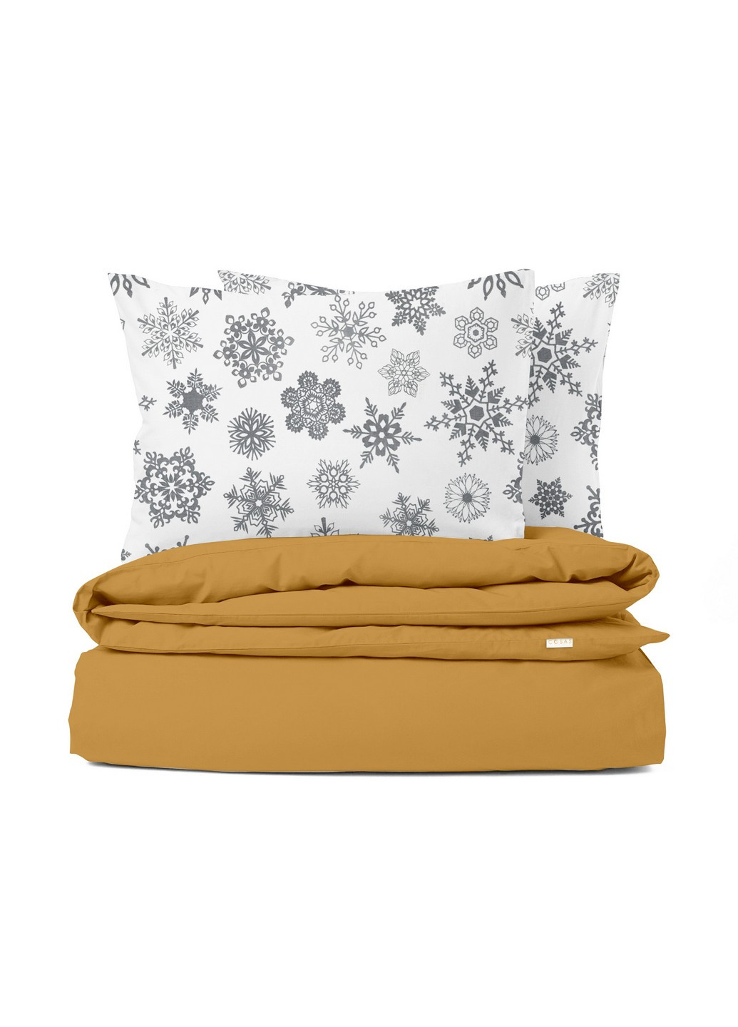 Евро комплект RANFORS MUSTARD SNOWFLAKES GREY (пододеяльник 200х220 см, простынь 220х240 см, наволочка 2 шт 50х70 см) Cosas (251413596)