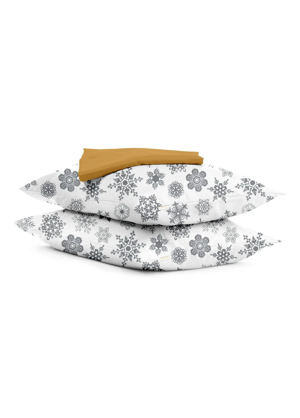 Евро комплект RANFORS MUSTARD SNOWFLAKES GREY (пододеяльник 200х220 см, простынь 220х240 см, наволочка 2 шт 50х70 см) Cosas (251413596)