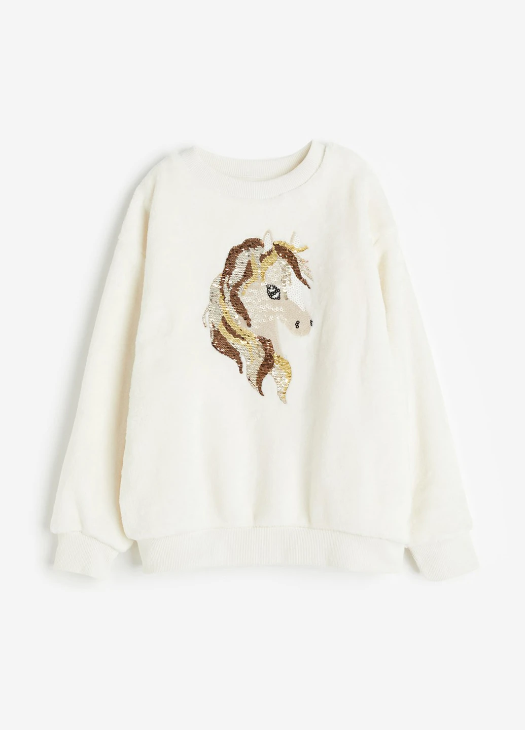 H&M свитшот лошадь молочный кэжуал полиэстер