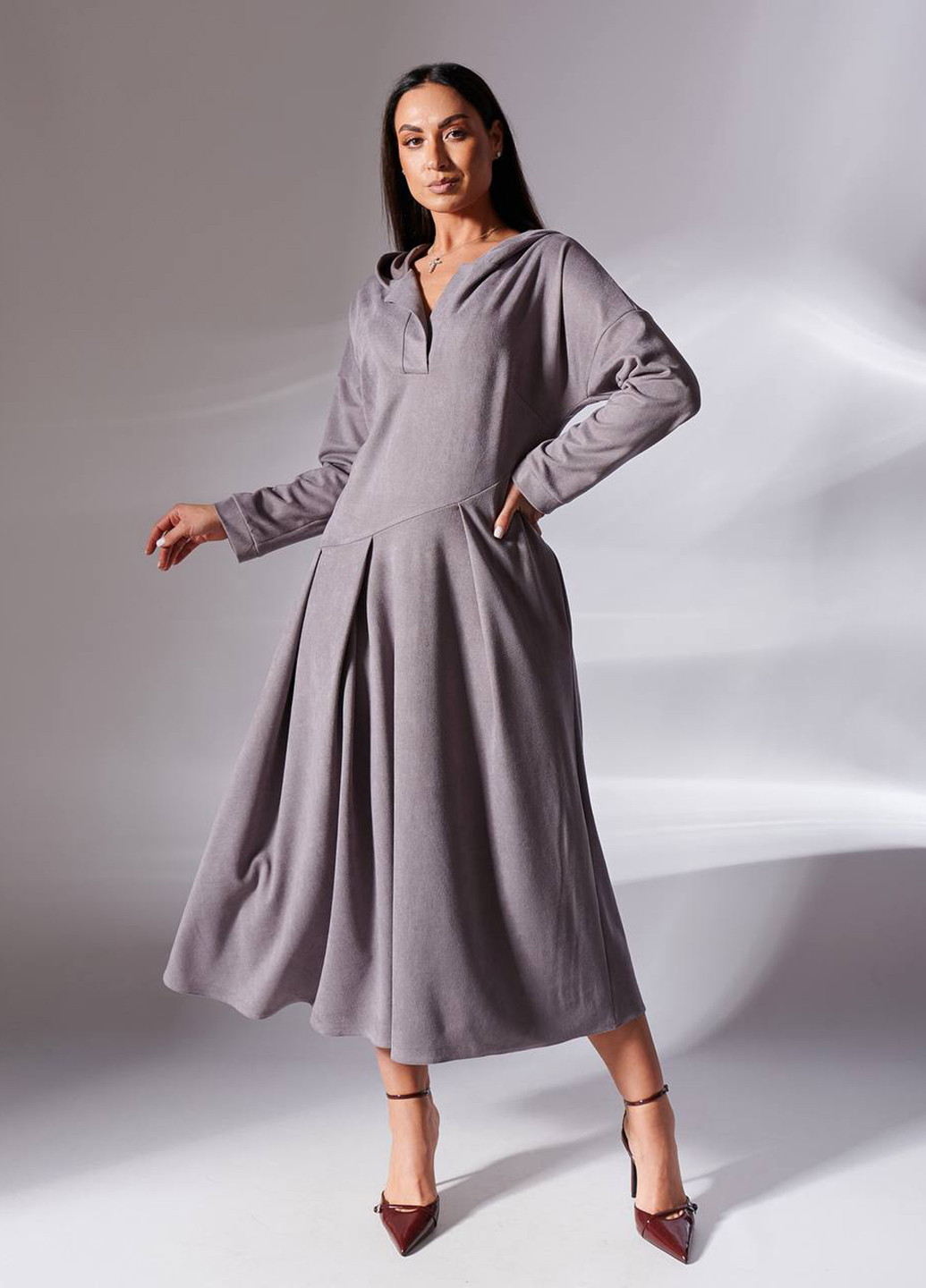 Світло-сіра кежуал сукня LibeAmore однотонна