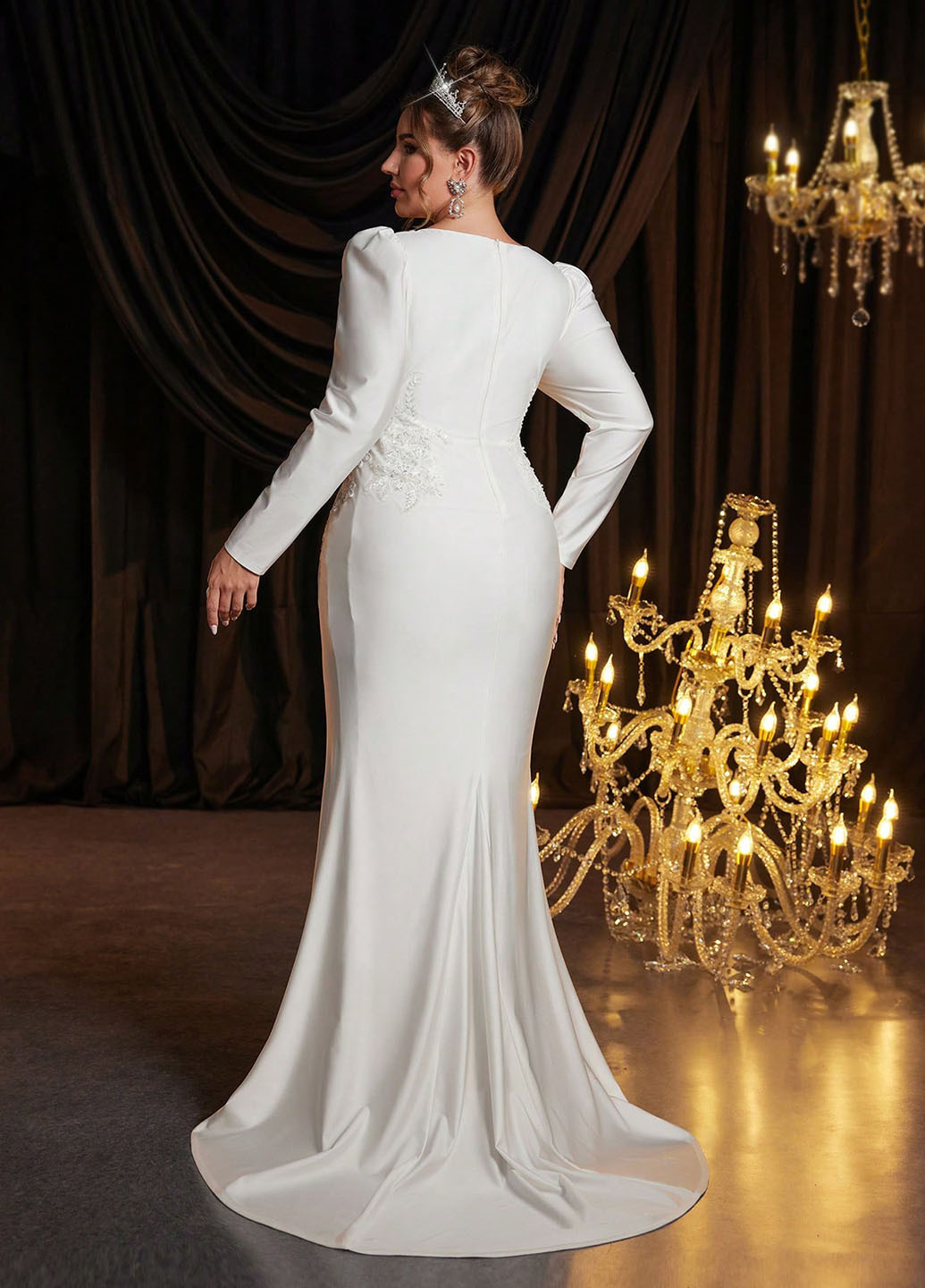 Білий вечірня сукня зі шлейфом SHEIN однотонна