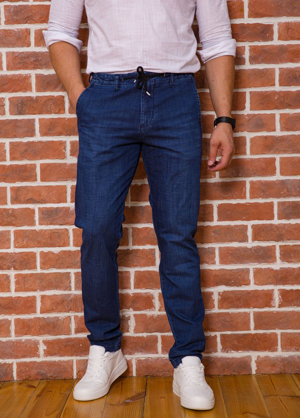Синие демисезонные зауженные джинсы Ager